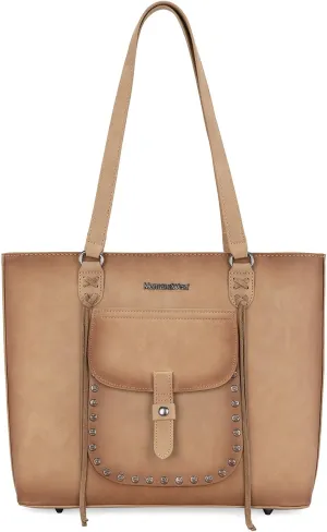 Montana West Western Two-Tone Large Tote Bag for Women Vintage Top Handle Ladies Shoulder Bags