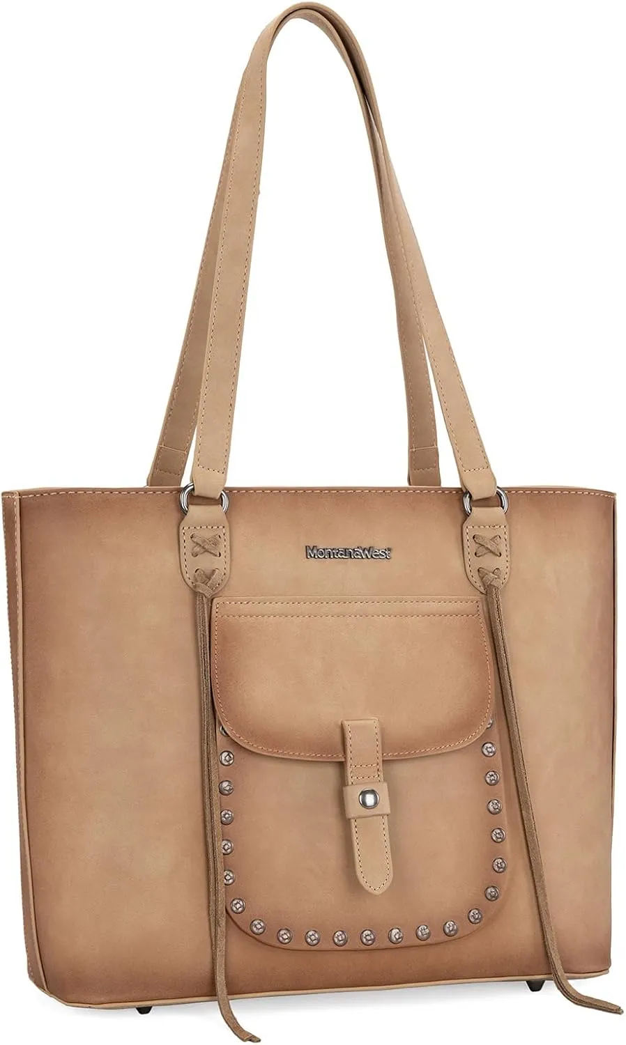 Montana West Western Two-Tone Large Tote Bag for Women Vintage Top Handle Ladies Shoulder Bags