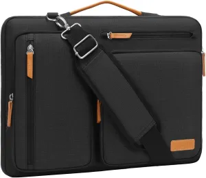 MOSISO 360 Protective Laptop Shoulder Bag,13-13.3 inch Computer Bags Compatible with MacBook, HP, Dell, Lenovo, Asus Notebook,Side Open Messenger Bag with 4 Zipper Pockets, Black