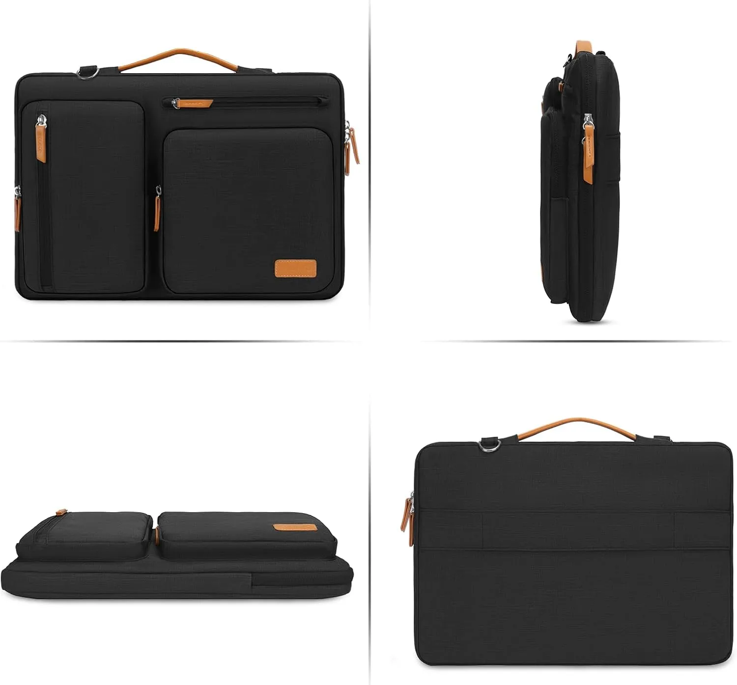 MOSISO 360 Protective Laptop Shoulder Bag,13-13.3 inch Computer Bags Compatible with MacBook, HP, Dell, Lenovo, Asus Notebook,Side Open Messenger Bag with 4 Zipper Pockets, Black