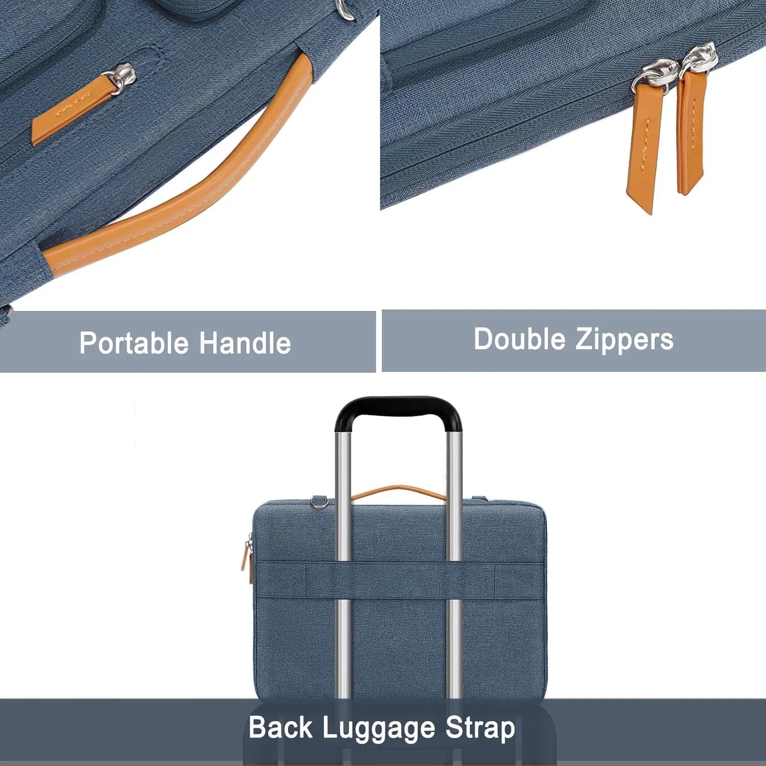 MOSISO 360 Protective Laptop Shoulder Bag,13-13.3 inch Computer Bags Compatible with MacBook, HP, Dell, Lenovo, Asus Notebook,Side Open Messenger Bag with 4 Zipper Pockets, Haze Blue
