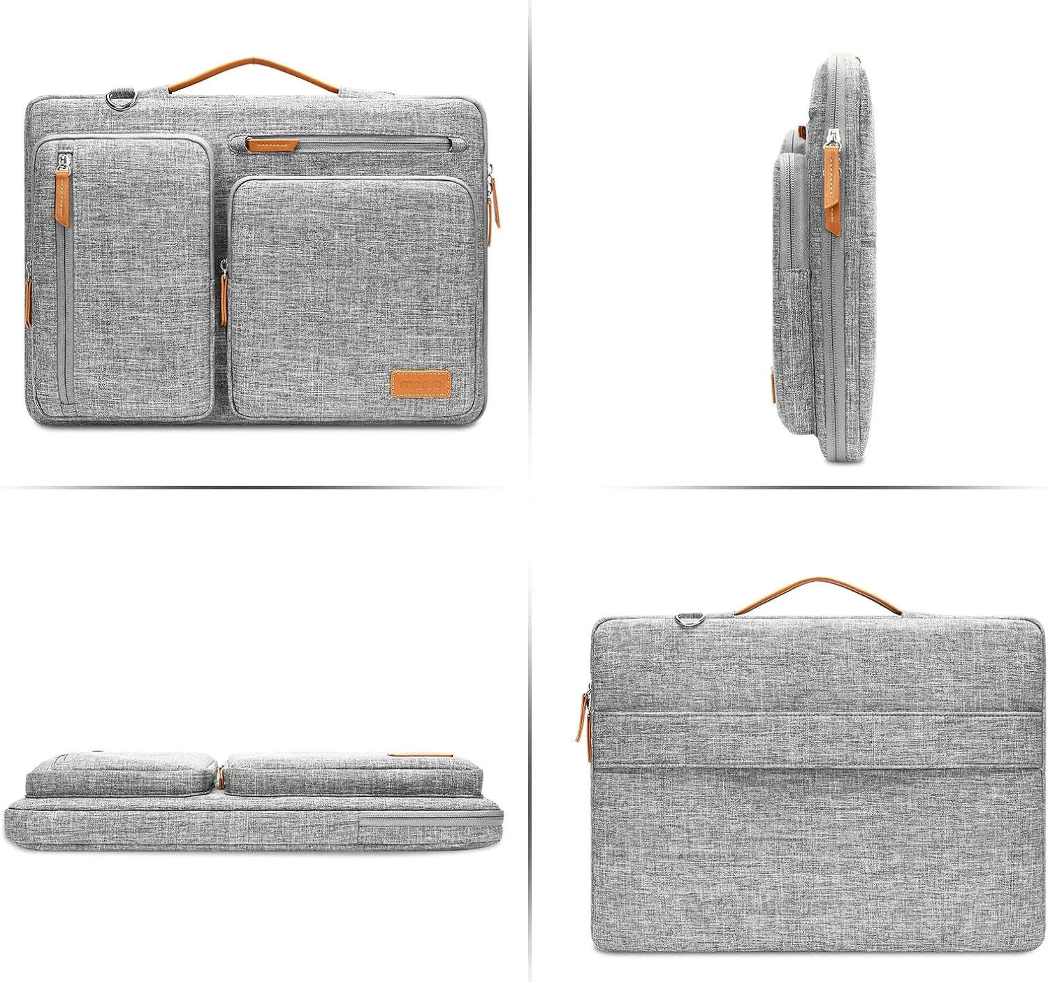 MOSISO 360 Protective Laptop Shoulder Bag,14 inch Computer Bags Compatible with MacBook Air 15 inch M4 M3 M2/Pro A1990 A1707,Side Open Messenger Bag with 4 Zipper Pockets, Gray