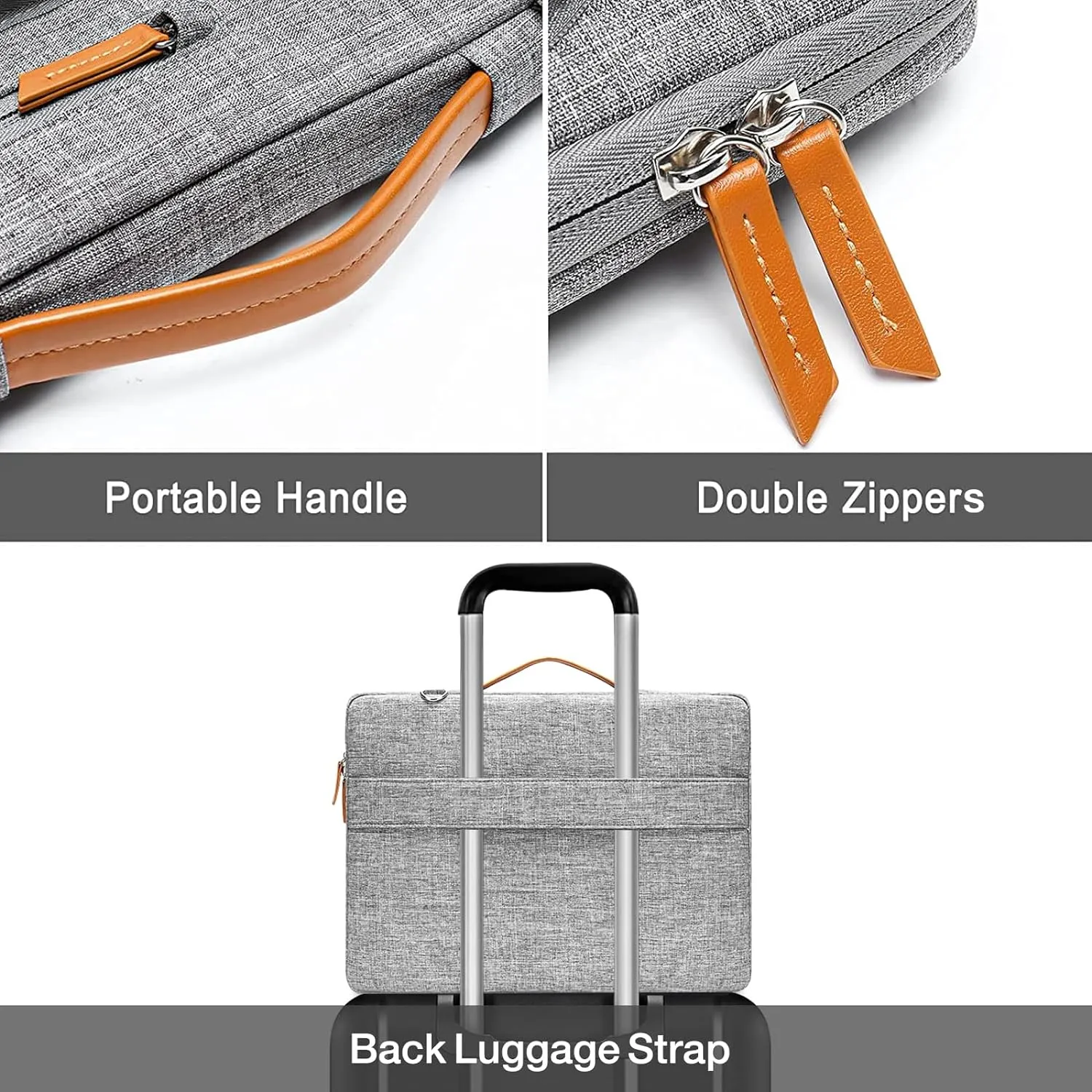 MOSISO 360 Protective Laptop Shoulder Bag,14 inch Computer Bags Compatible with MacBook Air 15 inch M4 M3 M2/Pro A1990 A1707,Side Open Messenger Bag with 4 Zipper Pockets, Gray