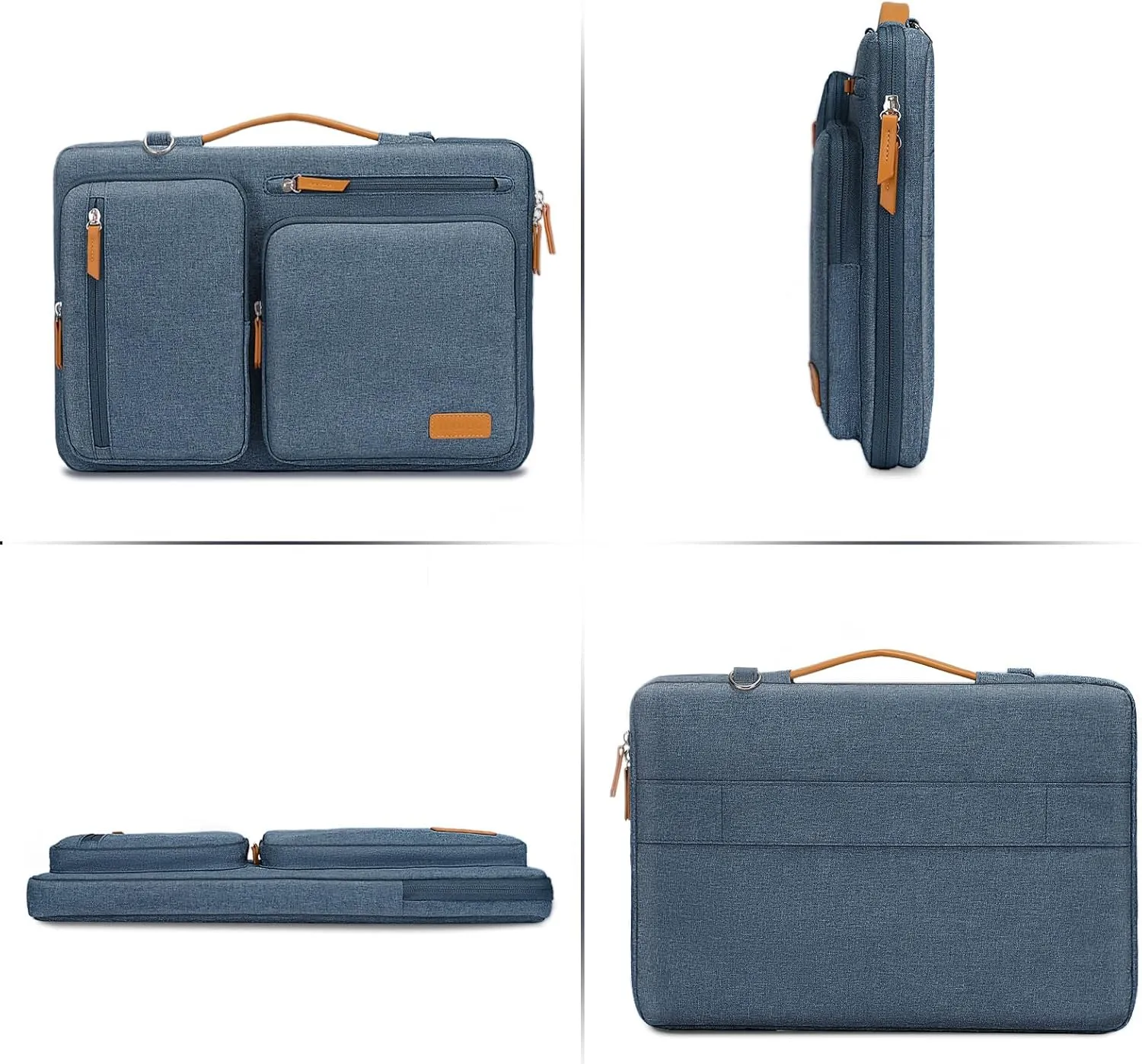 MOSISO 360 Protective Laptop Shoulder Bag,14 inch Computer Bags Compatible with MacBook Air 15 inch M4 M3 M2/Pro A1990 A1707,Side Open Messenger Bag with 4 Zipper Pockets, Haze Blue