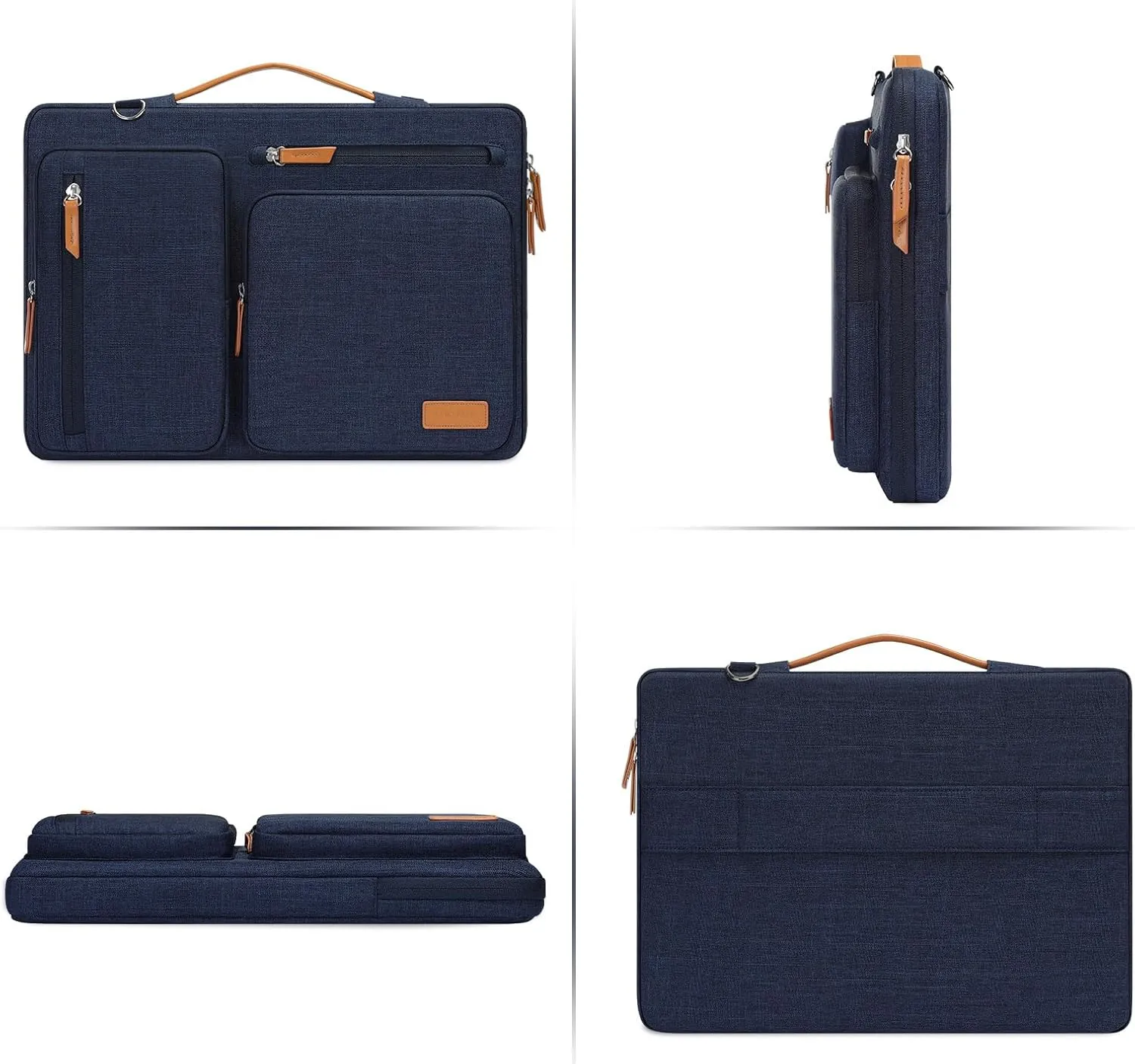 MOSISO 360 Protective Laptop Shoulder Bag,14 inch Computer Bags Compatible with MacBook Air 15 inch M4 M3 M2/Pro A1990 A1707,Side Open Messenger Bag with 4 Zipper Pockets, Navy Blue