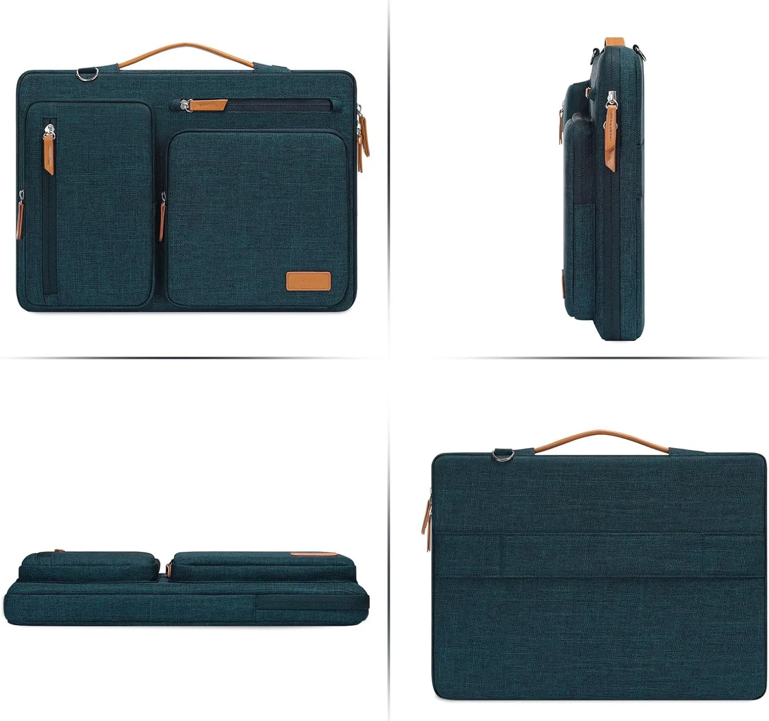 MOSISO 360 Protective Laptop Shoulder Bag,14 inch Computer Bags Compatible with MacBook Air 15 inch M4 M3 M2/Pro A1990 A1707,Side Open Messenger Bag with 4 Zipper Pockets, Teal Green