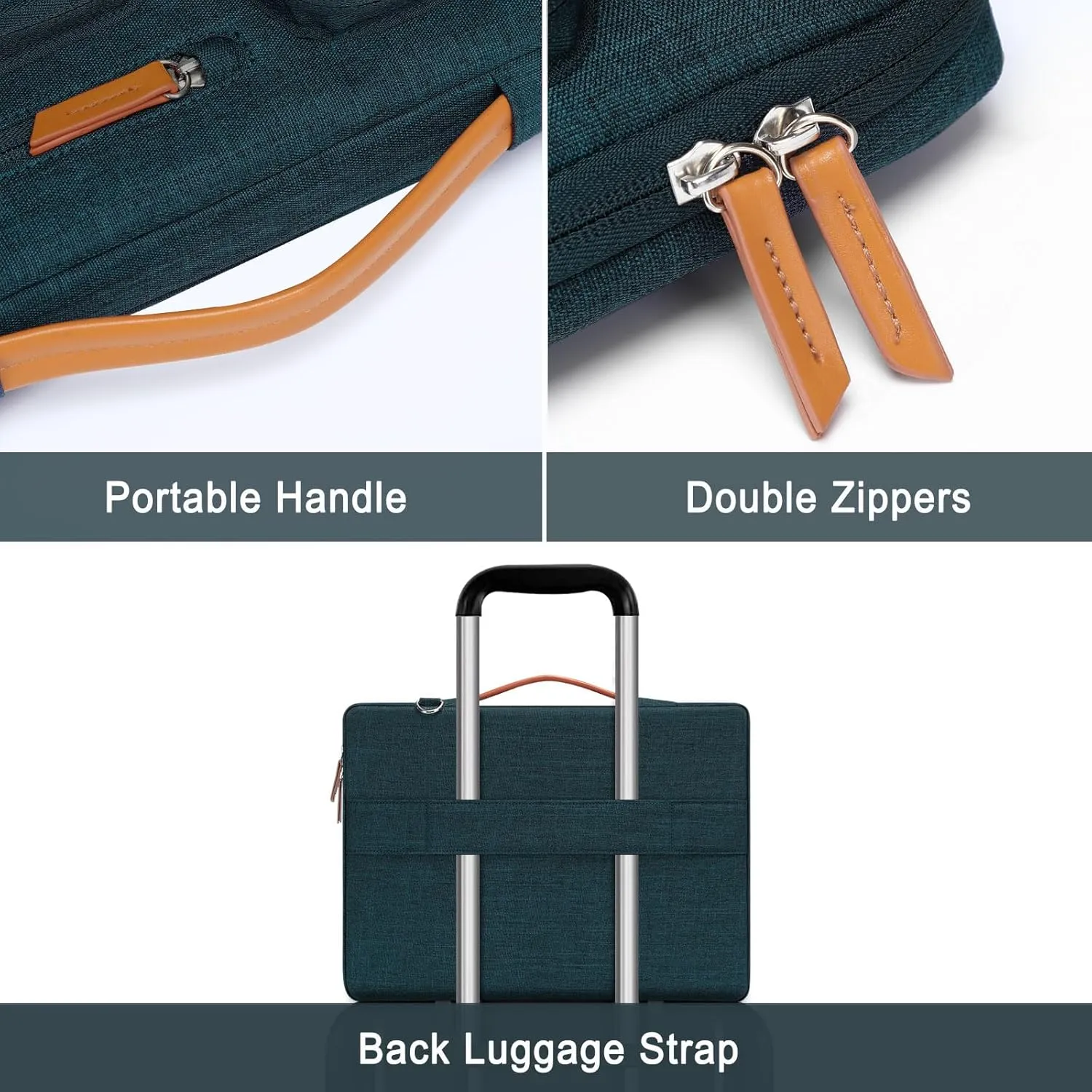 MOSISO 360 Protective Laptop Shoulder Bag,14 inch Computer Bags Compatible with MacBook Air 15 inch M4 M3 M2/Pro A1990 A1707,Side Open Messenger Bag with 4 Zipper Pockets, Teal Green