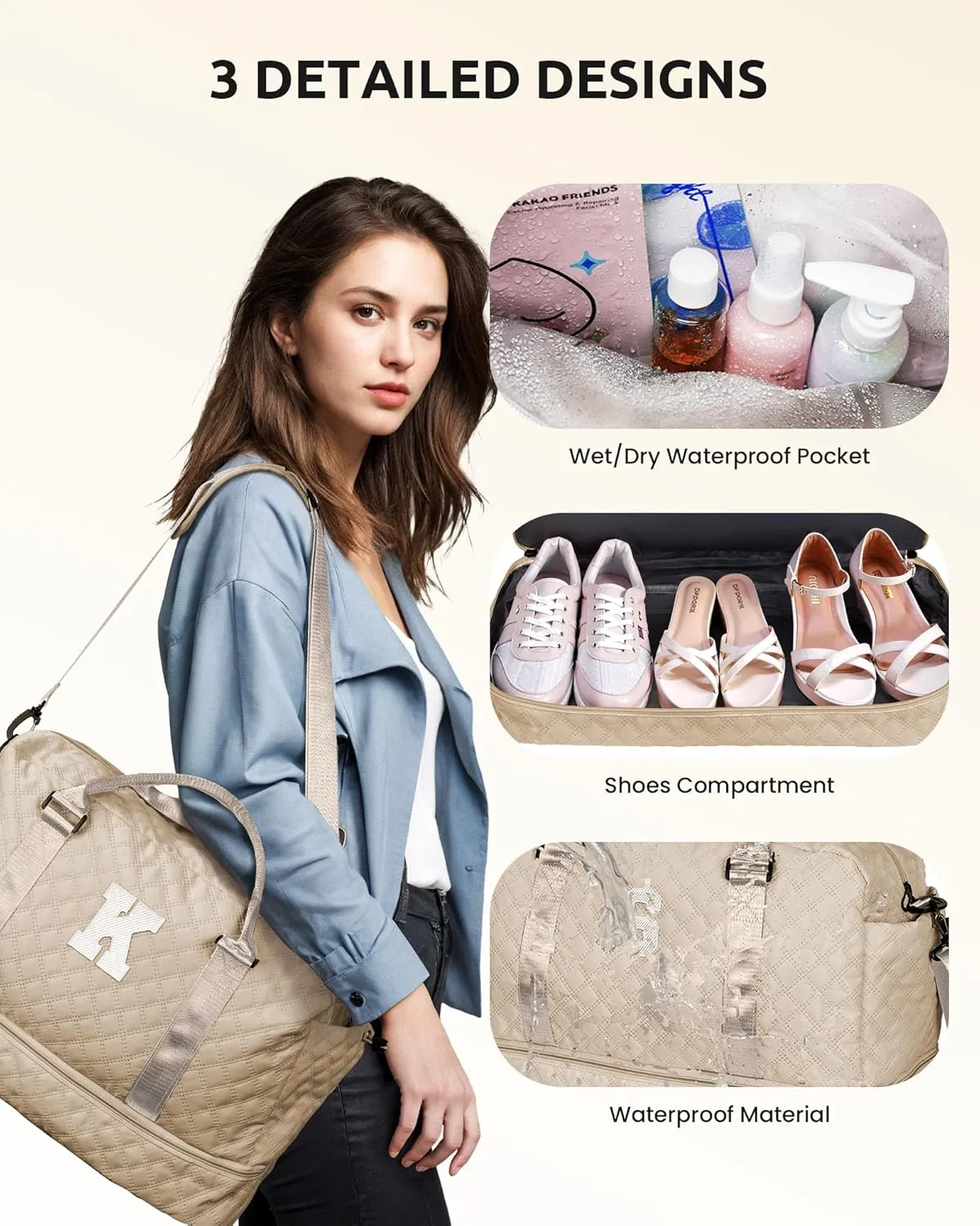 Mothers Day Gift Basket-Initial Kids Travel Bags with Shoe Compartment, Personalized Weekender Bag, Monogram Overnight Bag for Women, Travel Bag with Makeup Bag Teacher Gifts (Letter A)