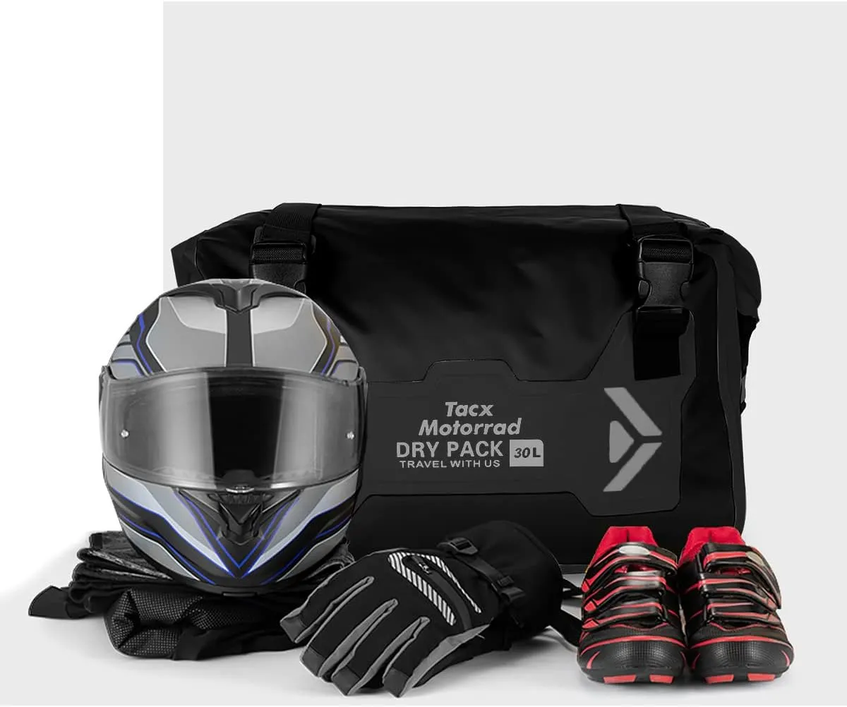 Motorcycle Saddle Bags Tail Bag, 30L Roll-top Waterproof Motor Detachable Side Trunk Bag, Motor Panniers Luggage Bag for Bike Motorcy
