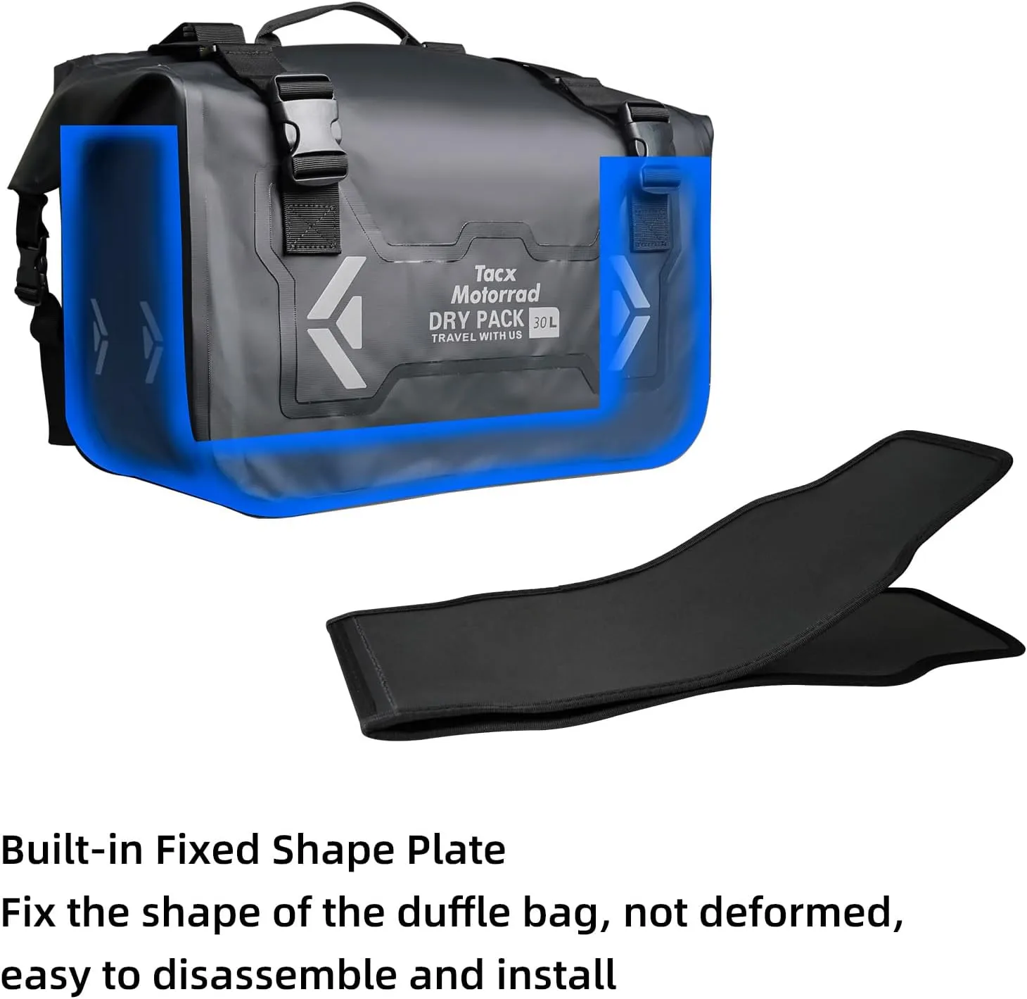 Motorcycle Saddle Bags Tail Bag, 30L Roll-top Waterproof Motor Detachable Side Trunk Bag, Motor Panniers Luggage Bag for Bike Motorcy