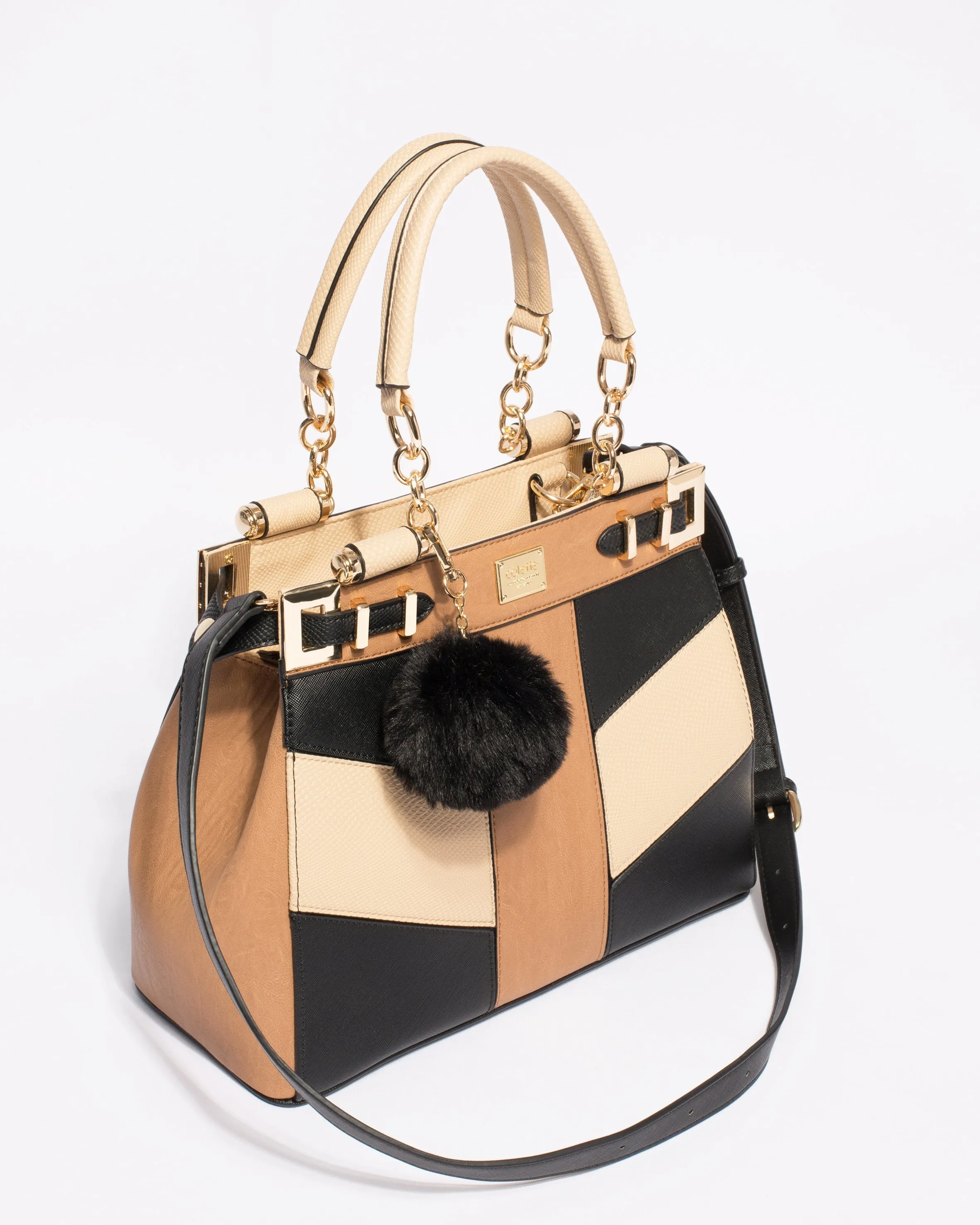 Multi Colour Nadine Pom Pom Tote Bag