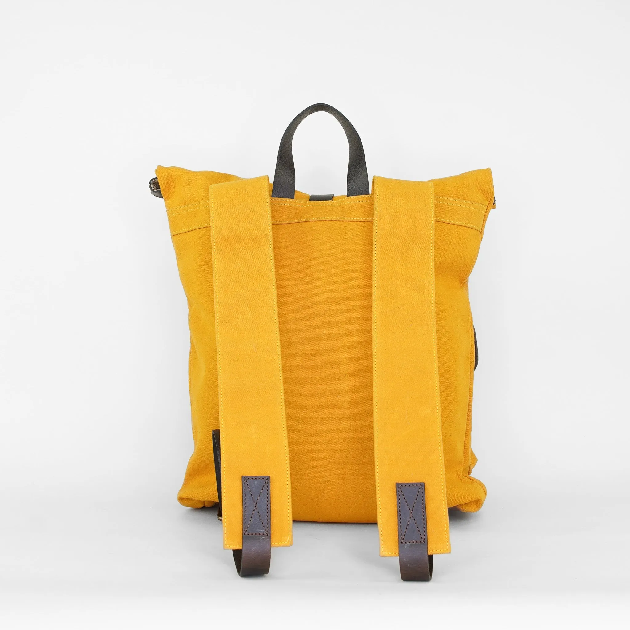Mustard Waxed Canvas Roll Top Rucksack