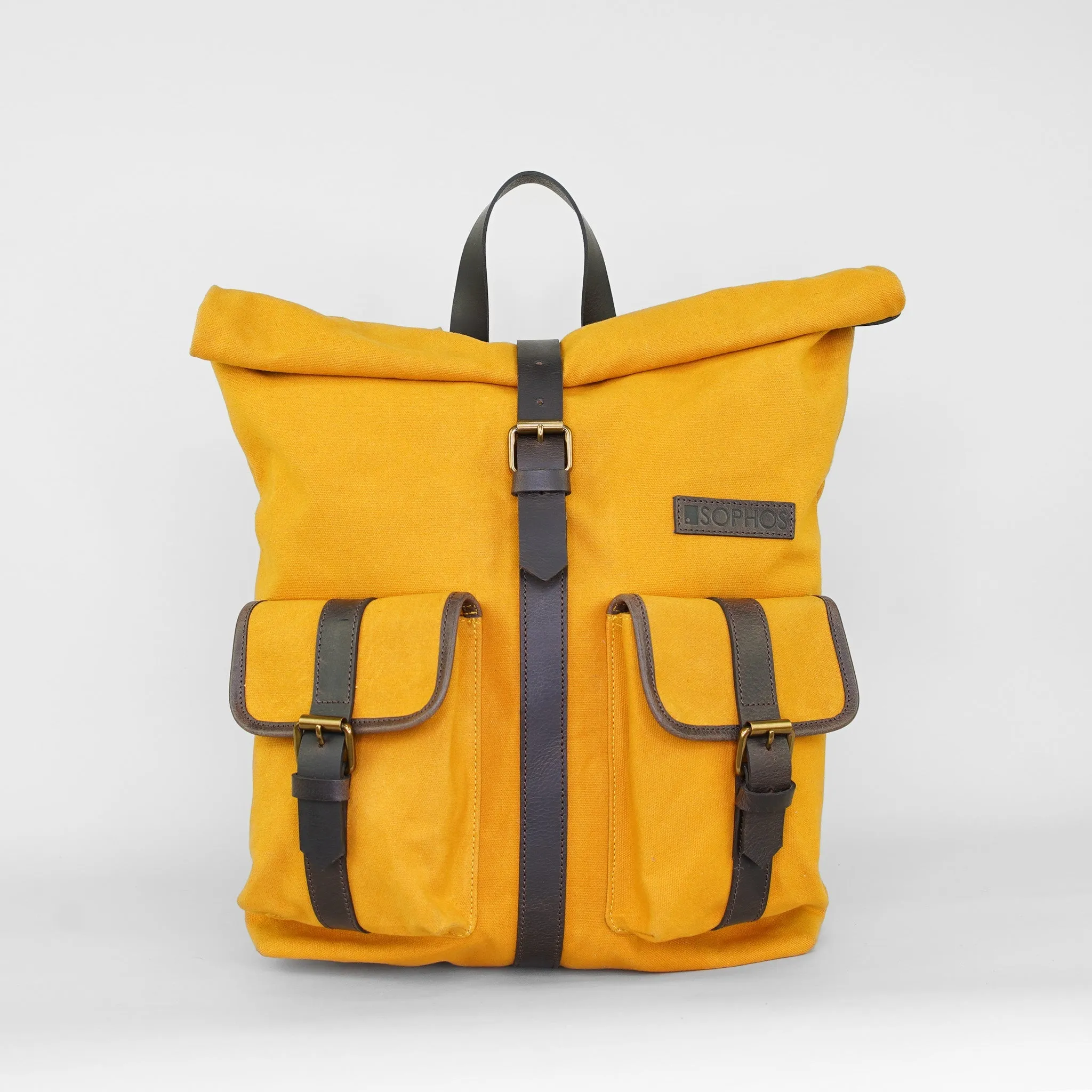 Mustard Waxed Canvas Roll Top Rucksack