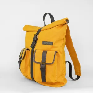 Mustard Waxed Canvas Roll Top Rucksack