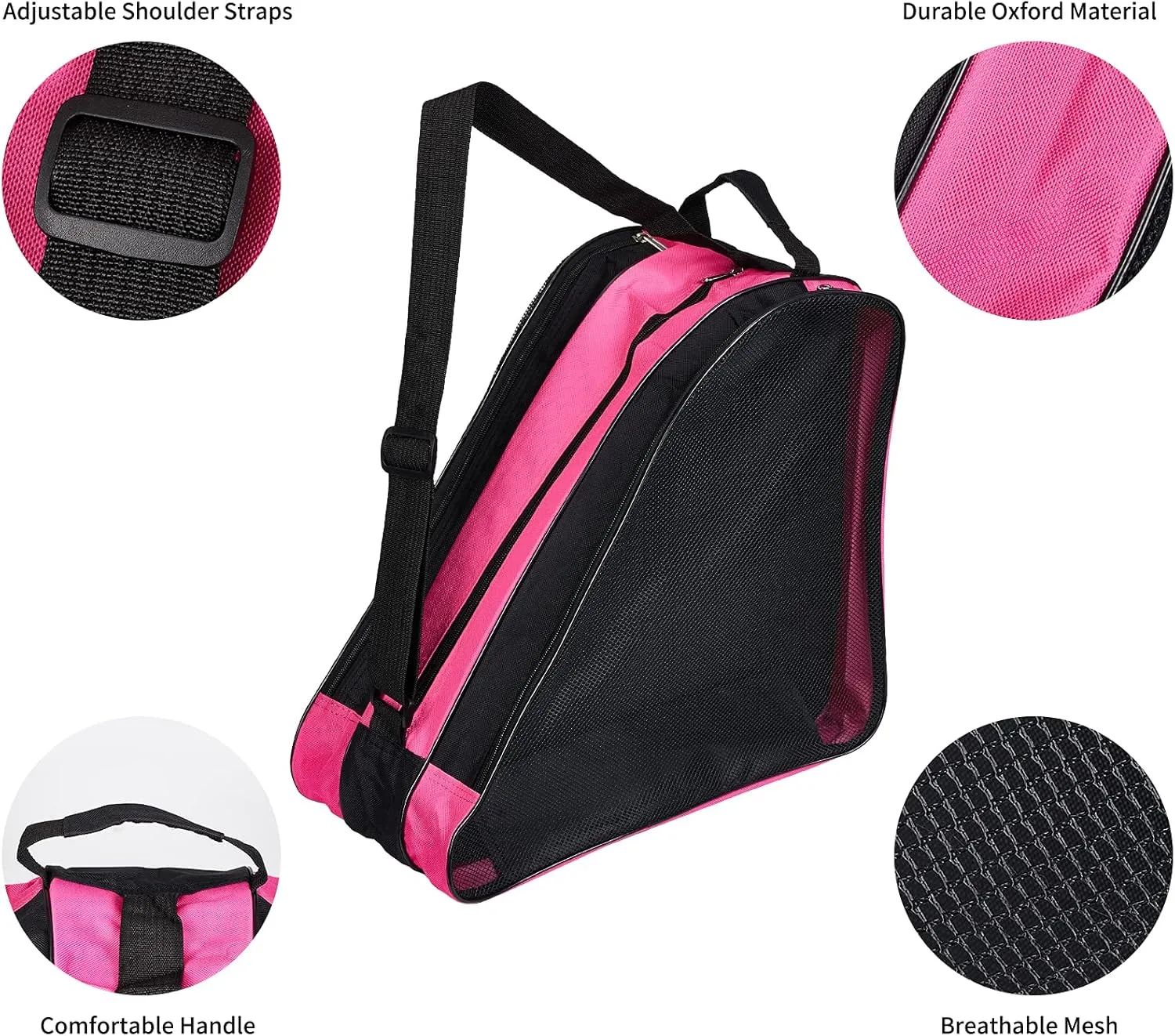 MXiiXM® Roller Skate Bag, Breathable Ice Skate Bags with Adjustable Shoulder Strap, Oxford Cloth Skating Shoes Storage Bag for Women Men Kid and Adults Roller Skate Accessories