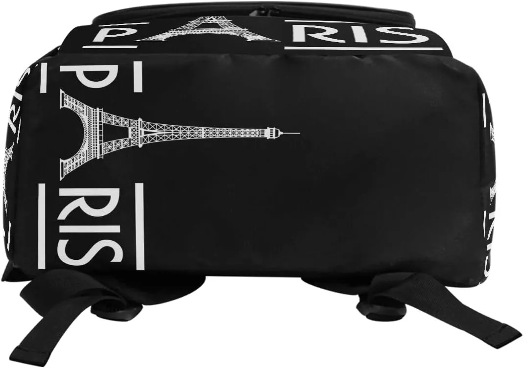 Naanle Stylish Eiffel Tower Paris Black White Casual Man Woman Student Backpack Travel Computer Bag