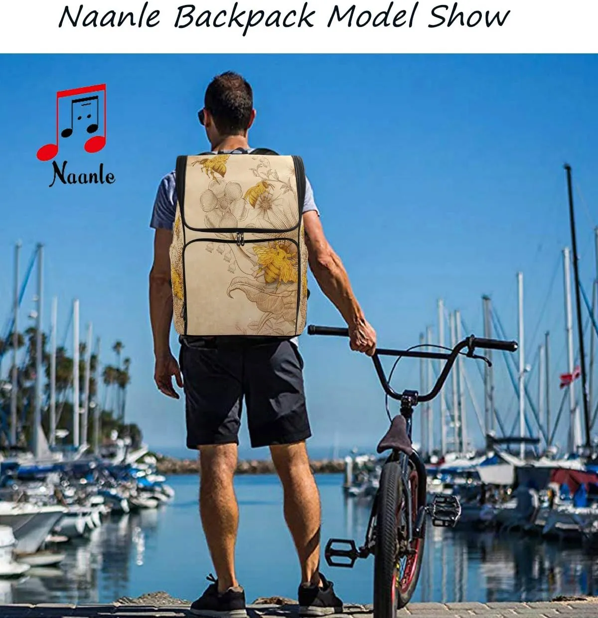 Naanle Stylish Eiffel Tower Paris Black White Casual Man Woman Student Backpack Travel Computer Bag
