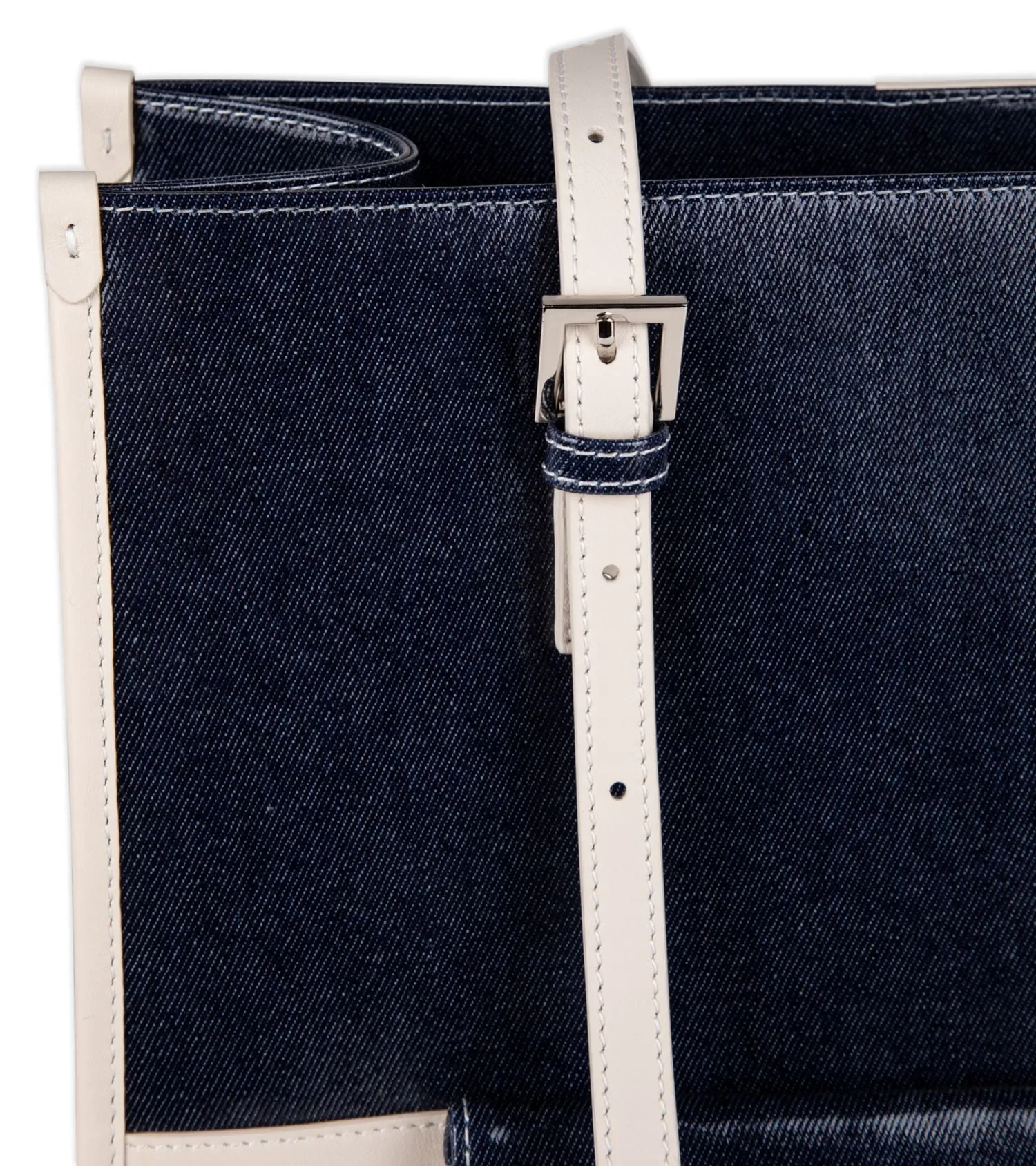Navy Denim Leather Tote