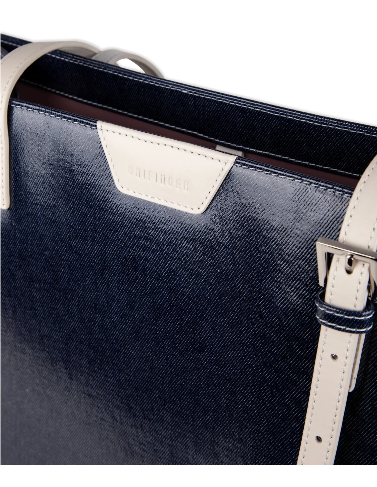 Navy Denim Leather Tote