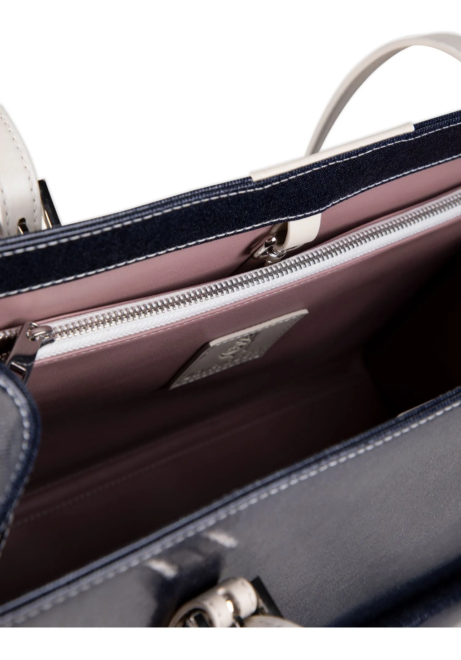 Navy Denim Leather Tote
