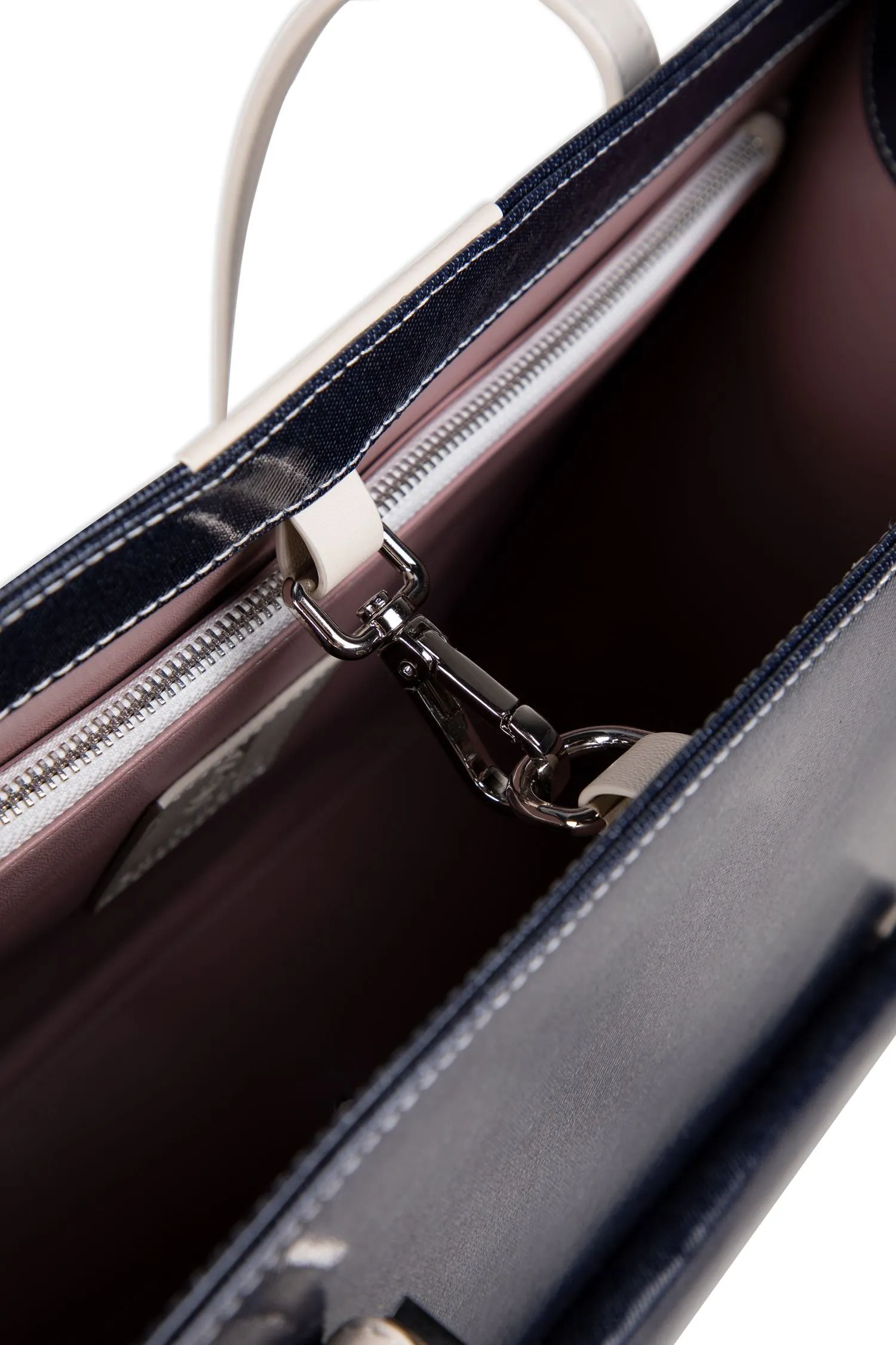 Navy Denim Leather Tote