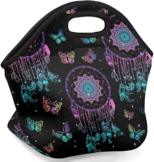 Neoprene Lunch Bags Wishing Butterfly Design Insulated Lunch Box Women Lunch Tote Bag Reusable Lunch Container Box Meal Prep Bags Washable Food Handbags for Work Picnic Travel