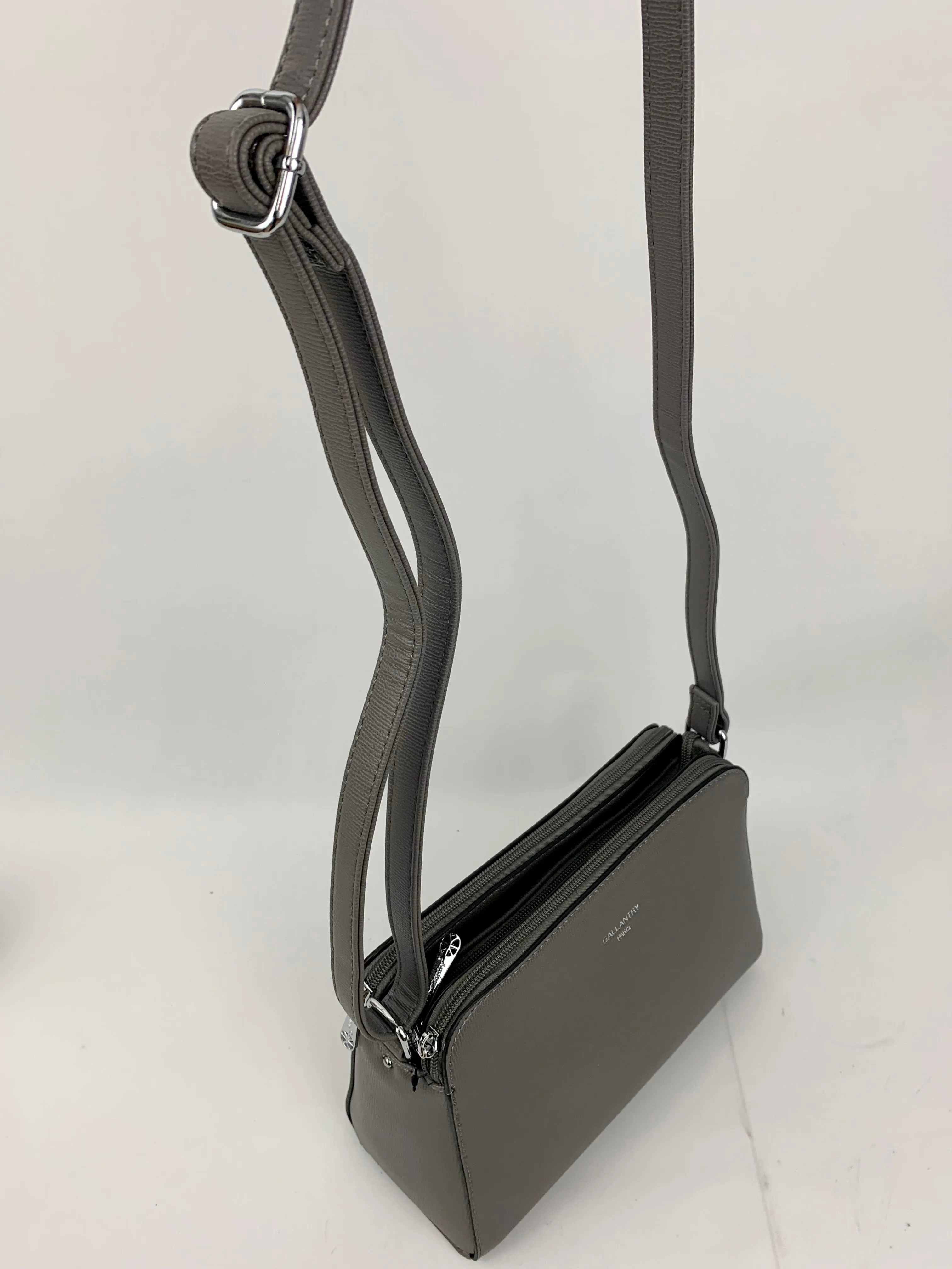 NEW JERSEY DARK GREY - faux leather middle size crossbody handbag