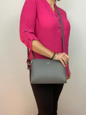 NEW JERSEY DARK GREY - faux leather middle size crossbody handbag