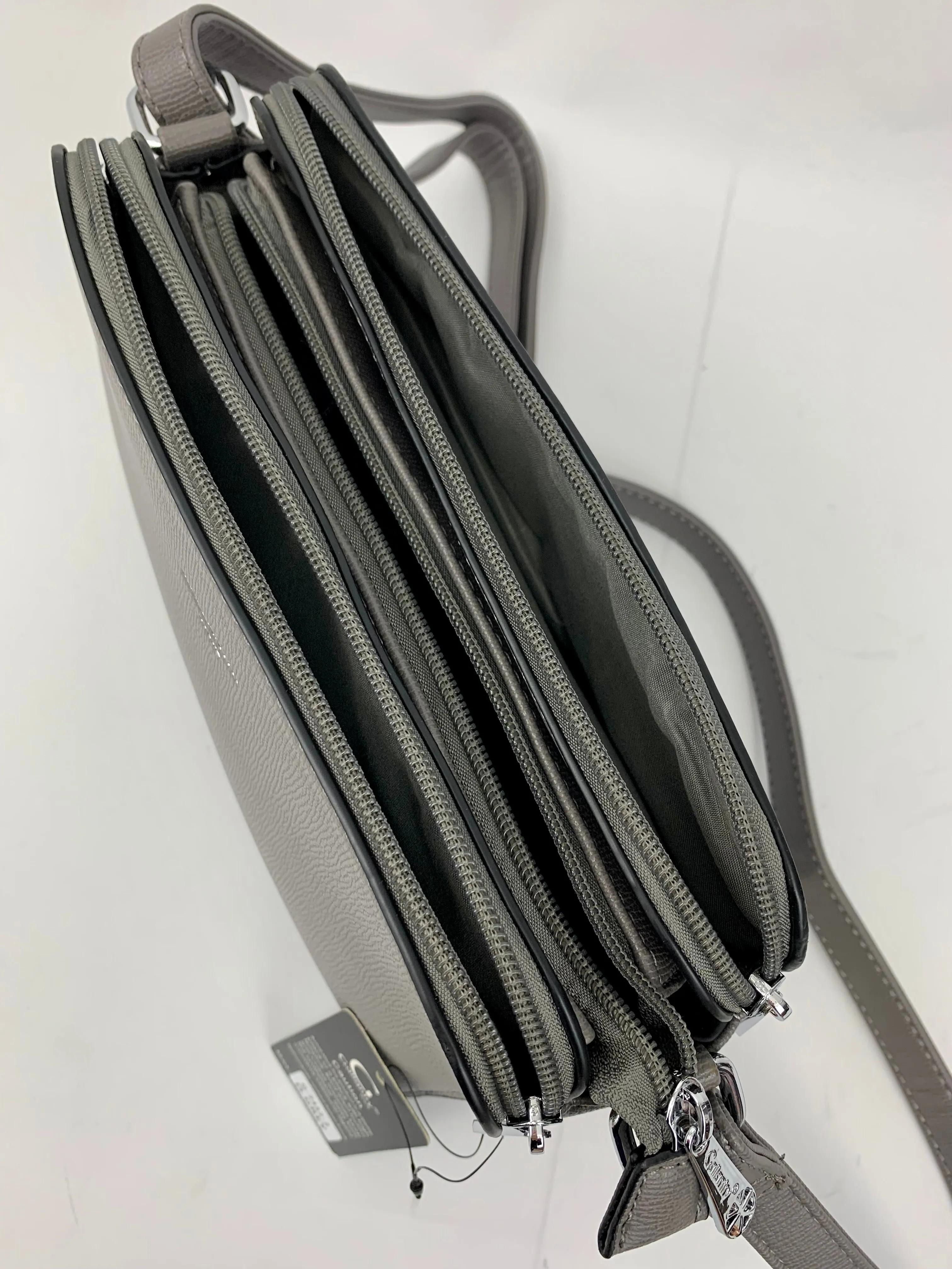 NEW JERSEY DARK GREY - faux leather middle size crossbody handbag
