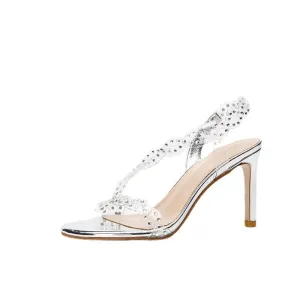 New Spring Summer High Heels Stilettos Female Transparent Strappy Hollow Out Sandals Elegant Banquet Ladies Dress Shoes