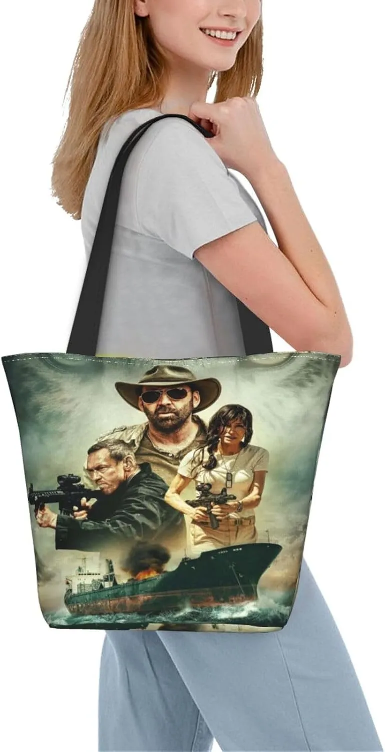 Nic-olas Cage Reusable Grocery Shopping Bags,Tote Bag Storage Casual Handbag For Shopping Beach Travel Work