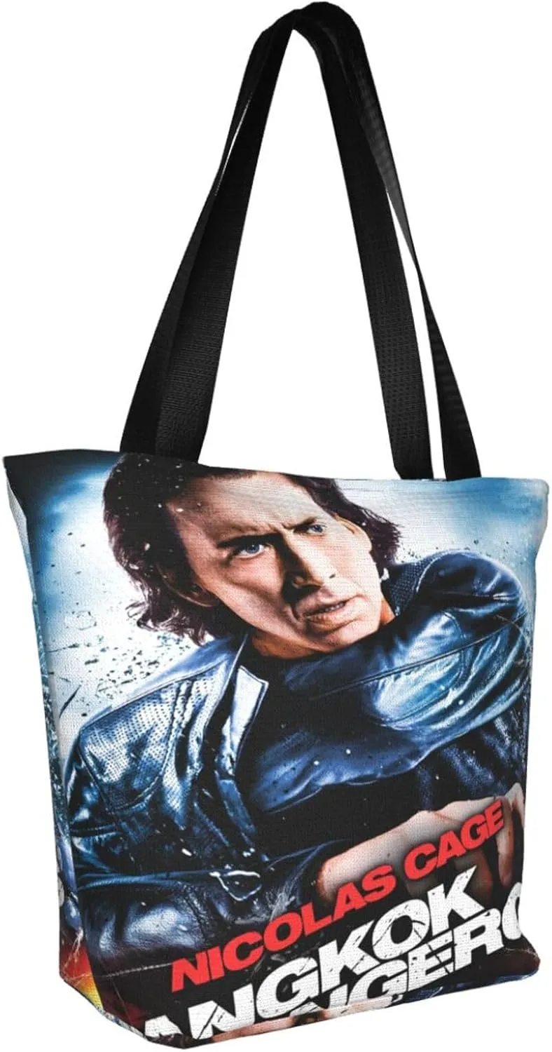 Nic-olas Cage Reusable Grocery Shopping Bags,Tote Bag Storage Casual Handbag For Shopping Beach Travel Work