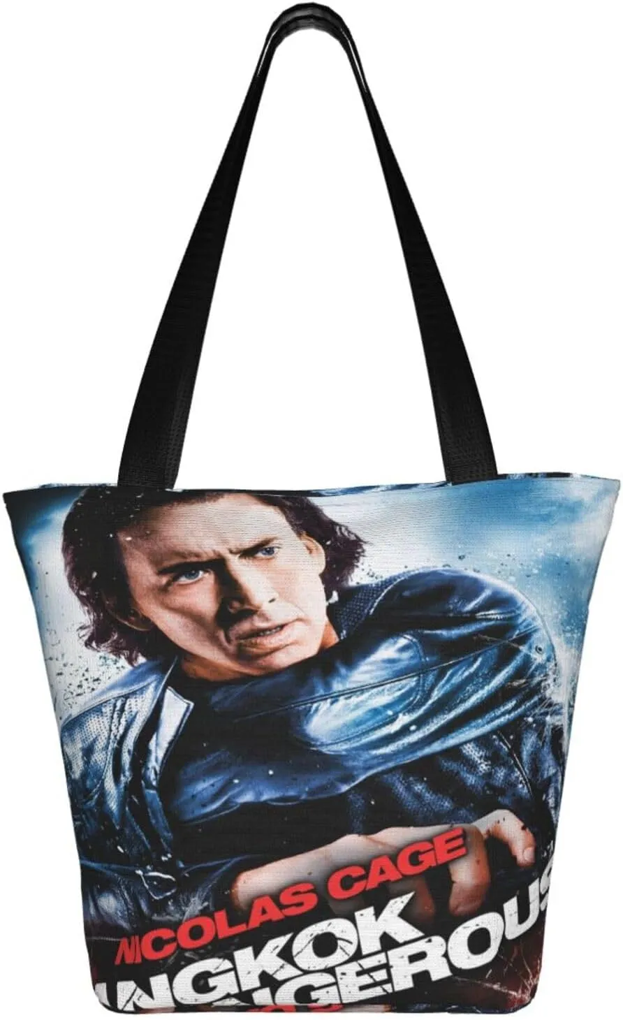 Nic-olas Cage Reusable Grocery Shopping Bags,Tote Bag Storage Casual Handbag For Shopping Beach Travel Work