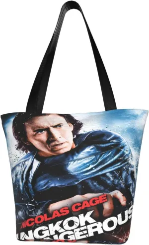 Nic-olas Cage Reusable Grocery Shopping Bags,Tote Bag Storage Casual Handbag For Shopping Beach Travel Work