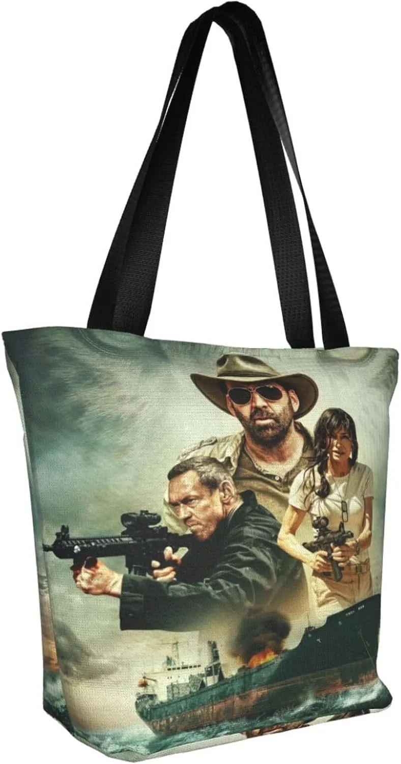 Nic-olas Cage Reusable Grocery Shopping Bags,Tote Bag Storage Casual Handbag For Shopping Beach Travel Work