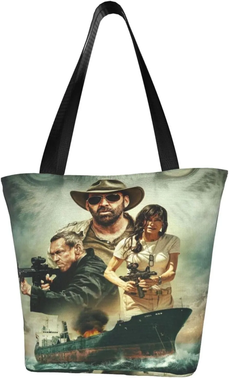 Nic-olas Cage Reusable Grocery Shopping Bags,Tote Bag Storage Casual Handbag For Shopping Beach Travel Work