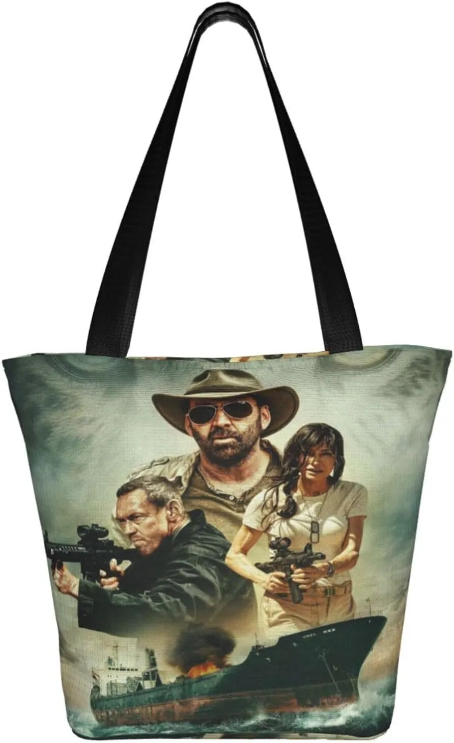 Nic-olas Cage Reusable Grocery Shopping Bags,Tote Bag Storage Casual Handbag For Shopping Beach Travel Work