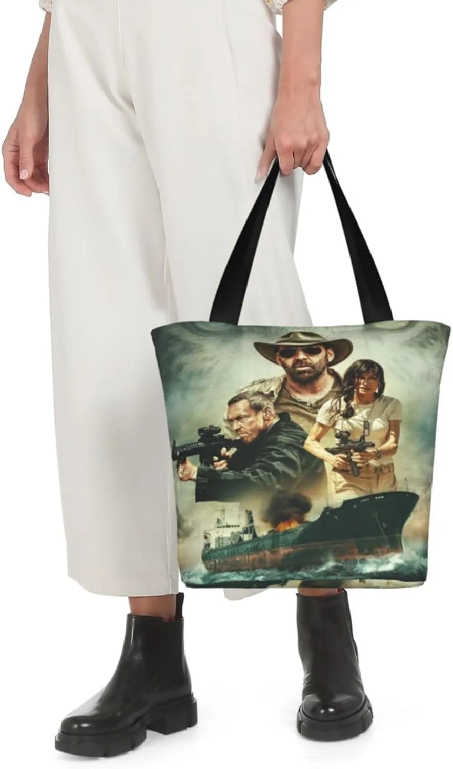 Nic-olas Cage Reusable Grocery Shopping Bags,Tote Bag Storage Casual Handbag For Shopping Beach Travel Work
