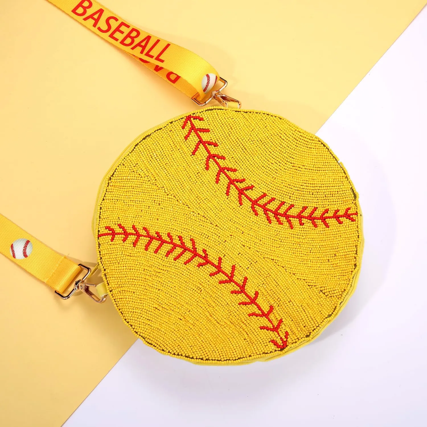 NVENF Sports Purse for Women Beaded Baseball Basketball Soccer Crossbody Purse Game Day Shoulder Bag Outfits Sports Fan Gifts