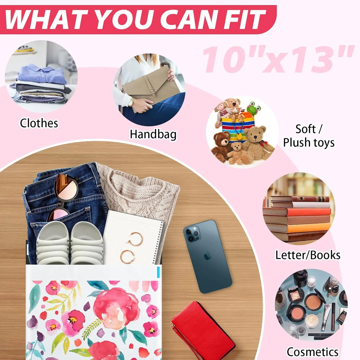 Oududianzi Floral Poly Mailers 10x13, 100PCS Shipping Bags for Mothers Day Gifts, Mailers Poly Bags for Shipping, Polymailers Packaging Bags for Online and offline Small Bussiness