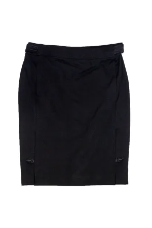 Outstanding Laurent Skirt Yves Buttons Pencil Sz 8 w/ Saint Expedited shipping - Black