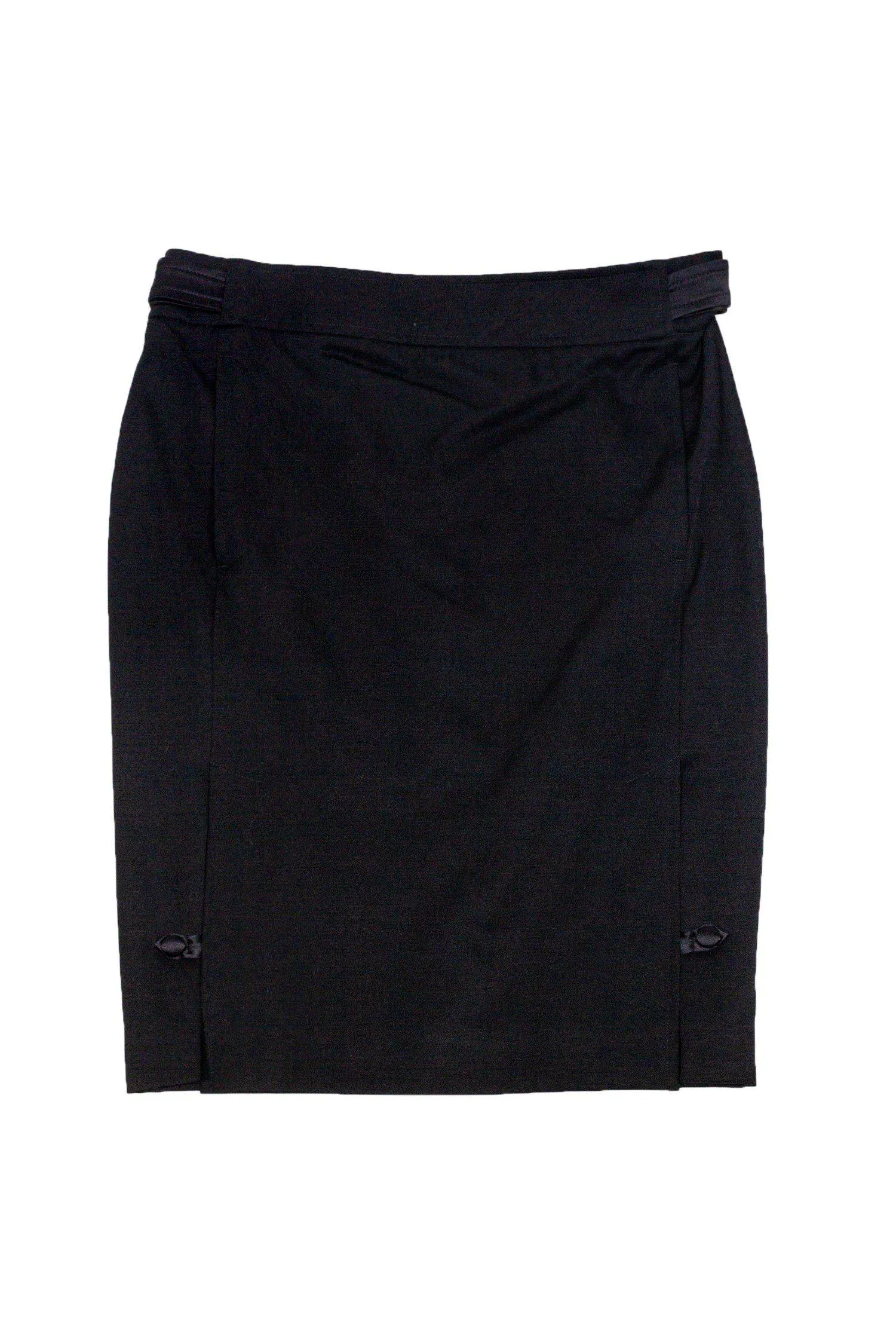 Outstanding Laurent Skirt Yves Buttons Pencil Sz 8 w/ Saint Expedited shipping - Black
