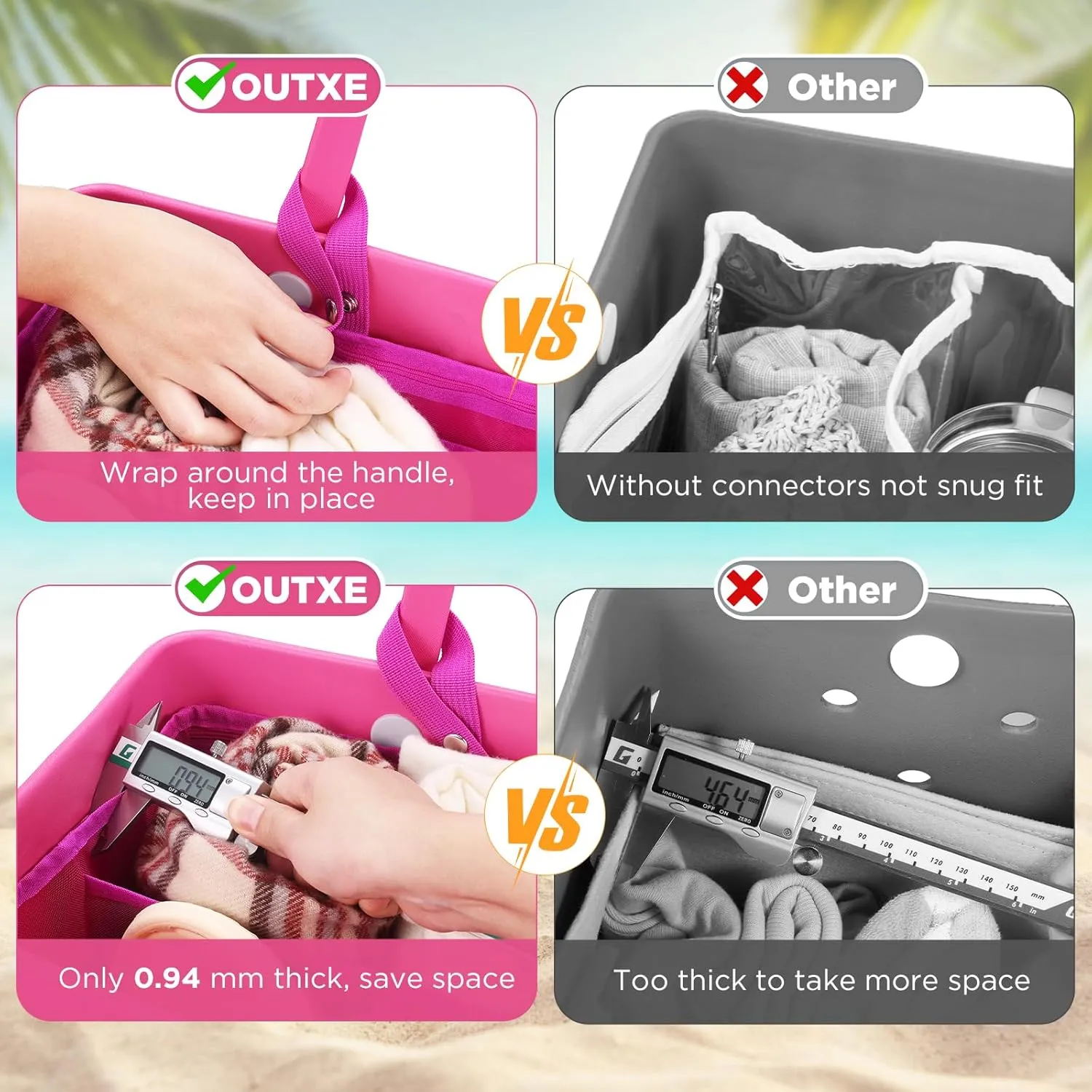 OUTXE Beach Bag Organizer Compatible with Baby Bogg Bag Accessories Inserts, Lightweight Mesh Insert Divider Pouch for Small Bogg Bags, Beach Tote Bags Insert for Organizing