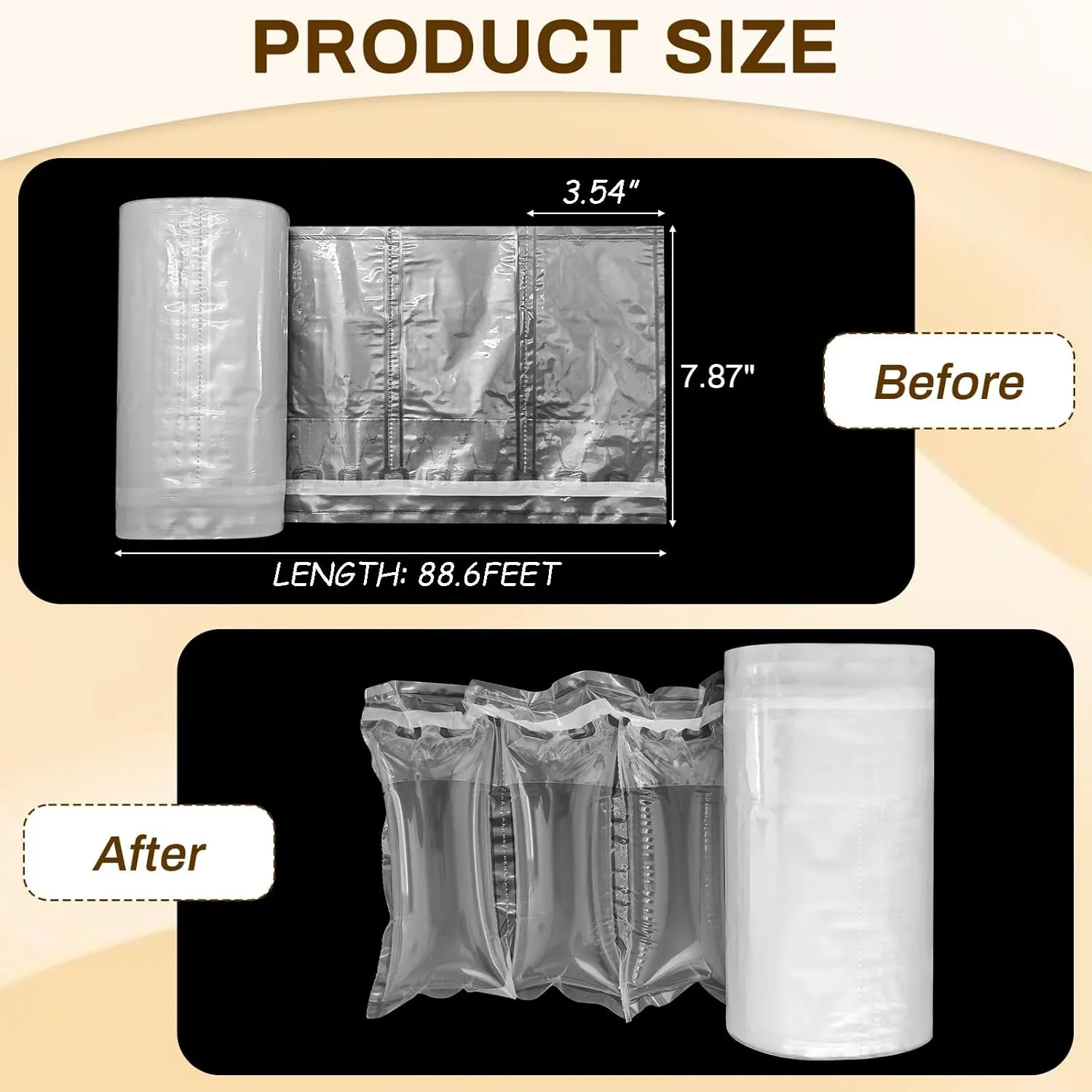 Packing Air Pillows for Shipping 300 Count Inflatable Packaging Air Bags with Pump, Purse Fillers for Shape Space Saving Air Cushion Package Alternative to Packing Peanuts, 3.54'' x 7.87''