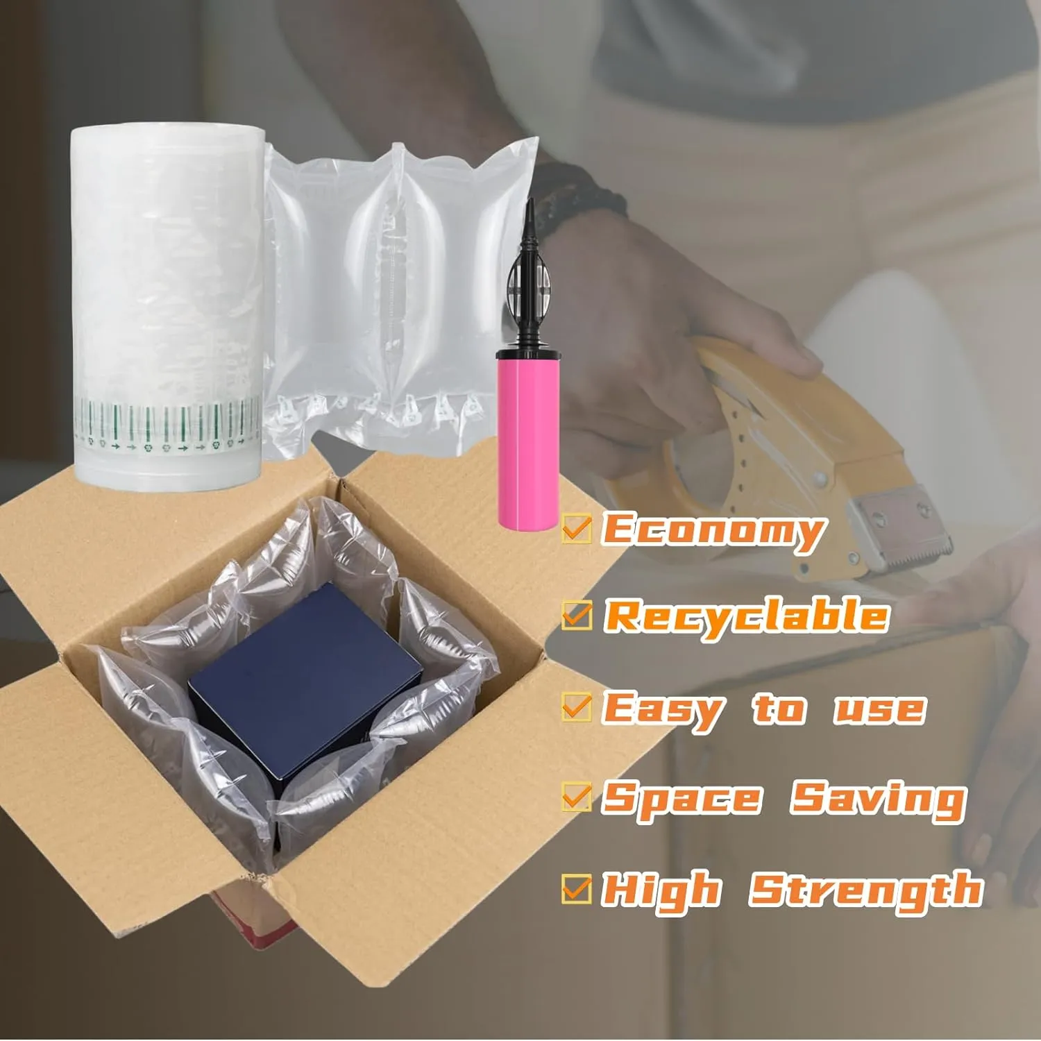 Packing Air Pillows for Shipping 600 Count Packaging Air Bags Inflatable Shipping Supplies Box Filler Alternative to Packing Peanuts, Purse Stuffers for Shape 4.72" x 9.84"