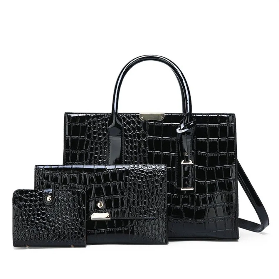 Pantent Leather Women crossbody Messenger Bags Crocodile
