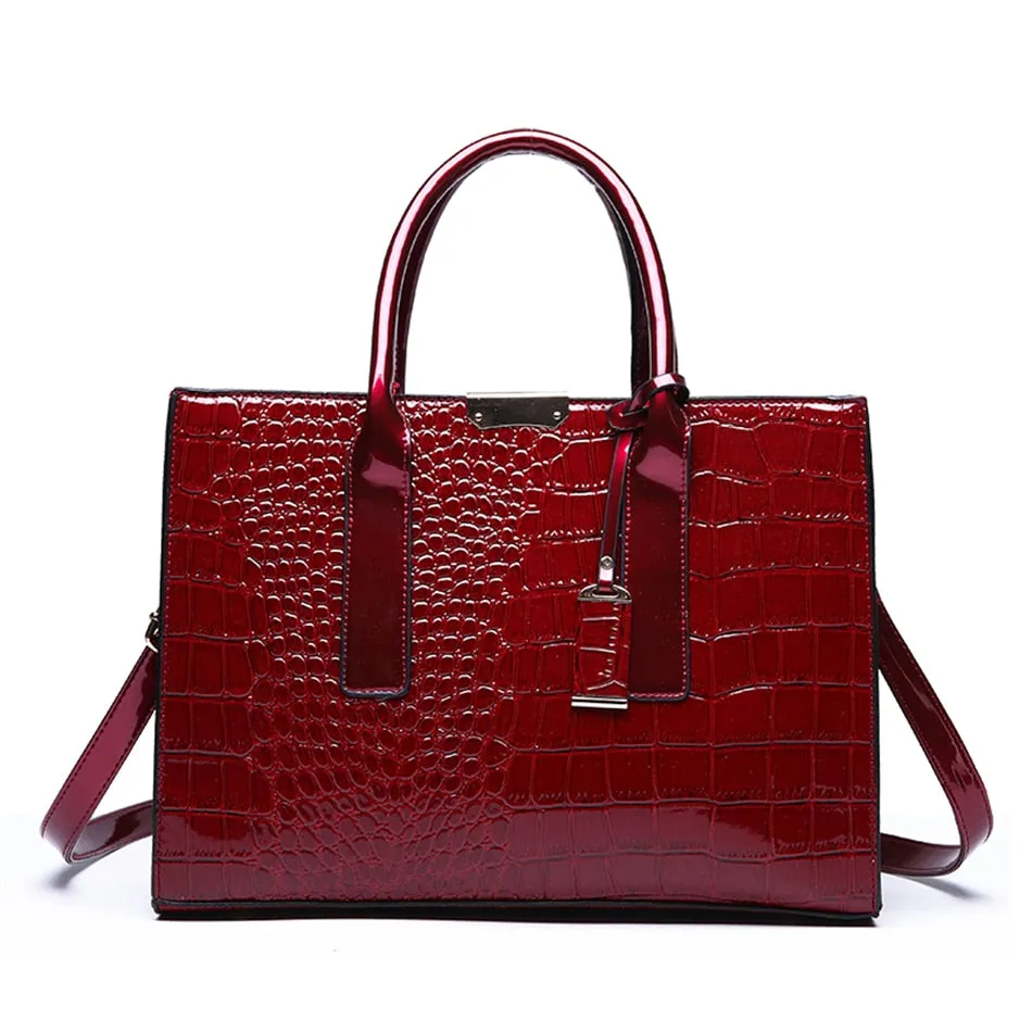 Pantent Leather Women crossbody Messenger Bags Crocodile