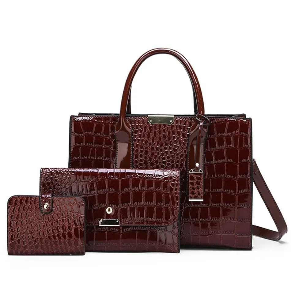 Pantent Leather Women crossbody Messenger Bags Crocodile