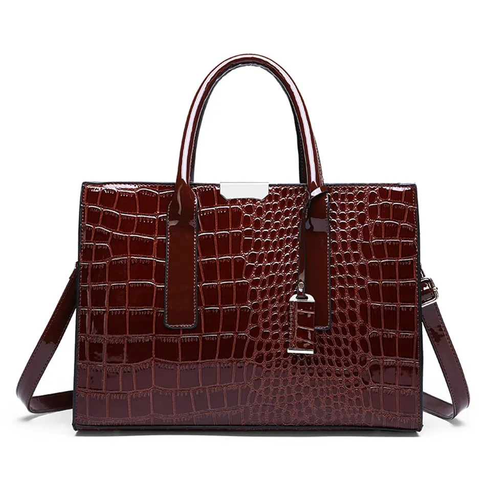 Pantent Leather Women crossbody Messenger Bags Crocodile