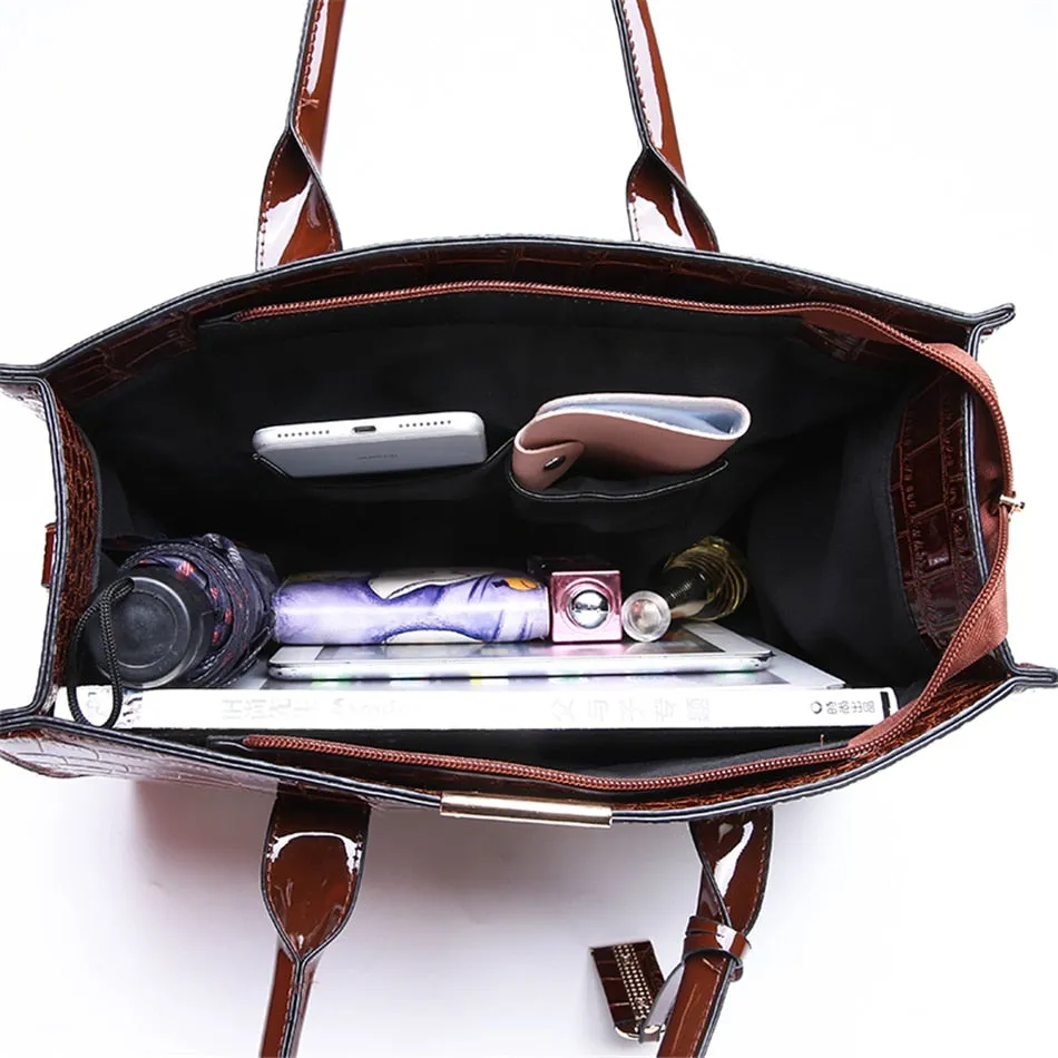 Pantent Leather Women crossbody Messenger Bags Crocodile